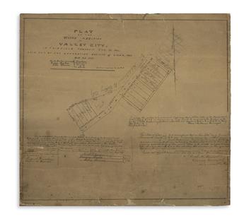 (MANUSCRIPT MAP -- OHIO.) Hoover, Oliver H., surveyor. Two nineteenth-century manuscript survey plats